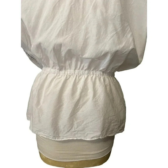 Embroidered Floral Peasant Blouse Top NICOLE Miller Sz Large White Silk/Cotton - Picture 4 of 16